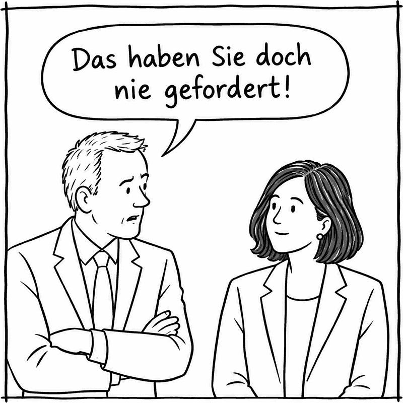 Ein Verhandler mit verschränkten Armen: „Das haben Sie doch nie gefordert!“